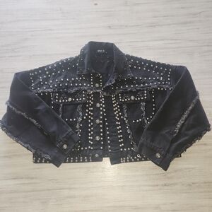 Blue B Collection Studded Black Denim Jacket Women's M/L